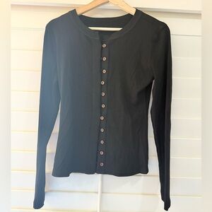 Black Button-Up Women's Top